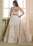 Charming Off white Net Party Wear Embroidered Lehenga Choli
