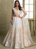 Charming Off white Net Party Wear Embroidered Lehenga Choli