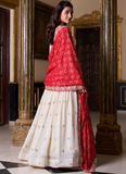 Charming Thread Embroidery Work Vichitra Silk Off White Lehenga Choli
