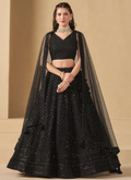 Classical Georgette Thread Embroidery Black Party Wear Lehenga Choli