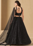 Classical Georgette Thread Embroidery Black Party Wear Lehenga Choli