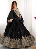 Coding Embroidery Silk Black Lehenga Choli For Party Function