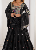 Coding Embroidery Silk Black Lehenga Choli For Party Function