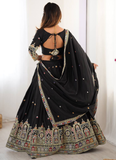 Coding Embroidery Silk Black Lehenga Choli For Party Function