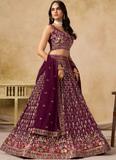 Comely Georgette Thread Embroidery Work Maroon Lehenga Choli For Women