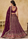 Comely Georgette Thread Embroidery Work Maroon Lehenga Choli For Women