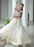 Cotton Gamthi Embroidered Off White Navratri Special Lehenga Choli