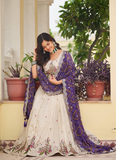 Cream Function Wear Pure Tissue Silk Heavy Embroidered Lehenga Choli
