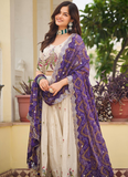 Cream Function Wear Pure Tissue Silk Heavy Embroidered Lehenga Choli