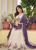 Cream Function Wear Pure Tissue Silk Heavy Embroidered Lehenga Choli