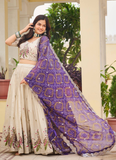 Cream Function Wear Pure Tissue Silk Heavy Embroidered Lehenga Choli
