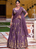 Crush Silk Lavender Sequence Embroidered Wedding Wear Lehenga Choli