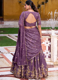 Crush Silk Lavender Sequence Embroidered Wedding Wear Lehenga Choli