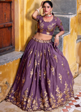 Crush Silk Lavender Sequence Embroidered Wedding Wear Lehenga Choli