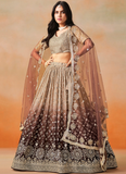 Dazzling Georgette Sequence Embroidery Brown Two Shaded Lehenga Choli