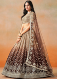Dazzling Georgette Sequence Embroidery Brown Two Shaded Lehenga Choli