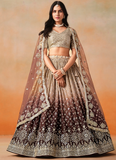 Dazzling Georgette Sequence Embroidery Brown Two Shaded Lehenga Choli