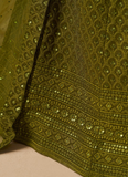 Dazzling Embroidered Work Mehendi Green Lehenga Choli For Wedding