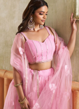 Dazzling pink wedding Party Net Embroidered lehenga choli