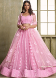 Dazzling pink wedding Party Net Embroidered lehenga choli