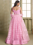 Dazzling pink wedding Party Net Embroidered lehenga choli