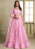 Dazzling pink wedding Party Net Embroidered lehenga choli