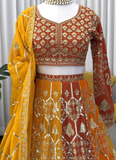 Designer Georgette Zari Embroidered Wedding Multi Color Lehenga Choli