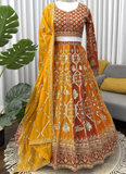 Designer Georgette Zari Embroidered Wedding Multi Color Lehenga Choli