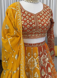 Designer Georgette Zari Embroidered Wedding Multi Color Lehenga Choli