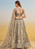 Designer Sequence Embroidered Brown Net Lehenga Choli For Party