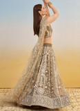 Designer Sequence Embroidered Brown Net Lehenga Choli For Party