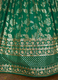 Designer Zari Weaving Embroidered Silk Rama Green Lehenga Choli