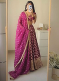 Designer Jacquard Zari Embroidered Pink Lehenga Choli With Dupatta