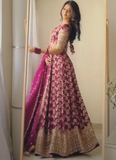 Designer Jacquard Zari Embroidered Pink Lehenga Choli With Dupatta
