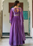 Designer Purple Fendy Silk Sequence Embroidery Work Long Anarkali Gown