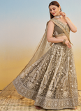 Designer Sequence Embroidered Brown Net Lehenga Choli For Party