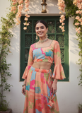 Digital Printed Georgette Ready To Wear Multi Color Lehenga Choli