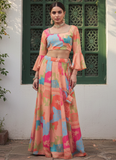 Digital Printed Georgette Ready To Wear Multi Color Lehenga Choli