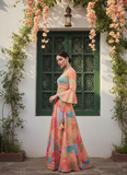 Digital Printed Georgette Ready To Wear Multi Color Lehenga Choli