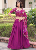 Elegant Fendi Silk Pink Thread Embroidered work Wedding Lehenga Choli