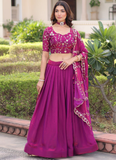 Elegant Fendi Silk Pink Thread Embroidered work Wedding Lehenga Choli