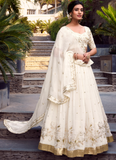 Elegant Silver Glossy Sequin Embroidery White Designer Lehenga Choli