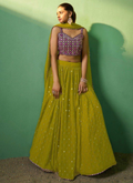 Embroidered Georgette Mahendi Function Special Green Lehenga Choli Set