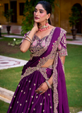 Embroidered Rangoli Crush Wedding Wear Purple Lehenga Choli Set