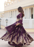 Embroidered Work Georgette Designer Purple Lehenga Choli For Wedding