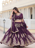 Embroidered Work Georgette Designer Purple Lehenga Choli For Wedding