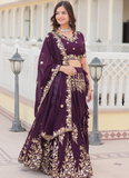 Embroidered Work Georgette Designer Purple Lehenga Choli For Wedding