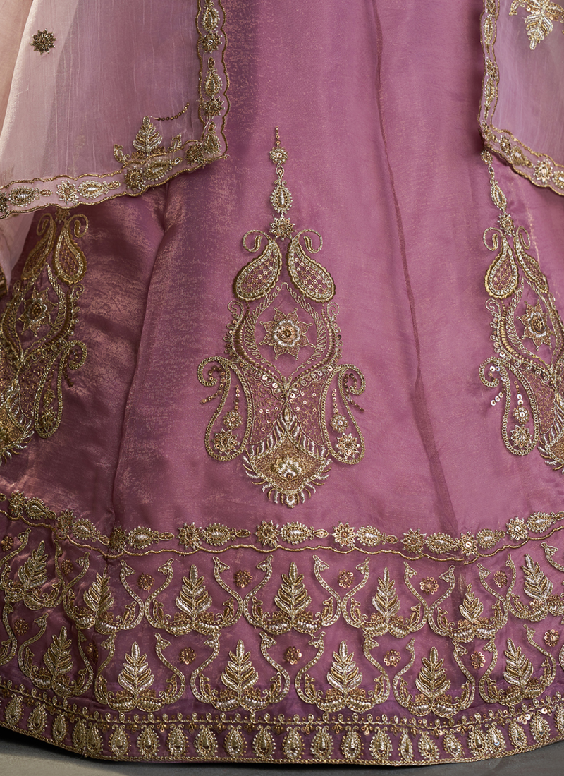 Fancy Lavender Embroidered Pure Organza Function Wear lehenga choli