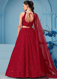 Fantastic Wedding Wear Red Georgette Thread Embroidery Lehenga Choli