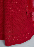 Fantastic Wedding Wear Red Georgette Thread Embroidery Lehenga Choli